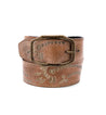 A Mohawk leather belt with an embossed design by Bed Stu.