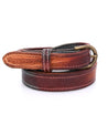 A women's Monae brown leather belt with a metal buckle by Bed Stu.