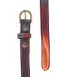 A Monae by Bed Stu, multi colored leather belt with a brass buckle.