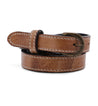 A Monae leather belt with black stitching, by Bed Stu.