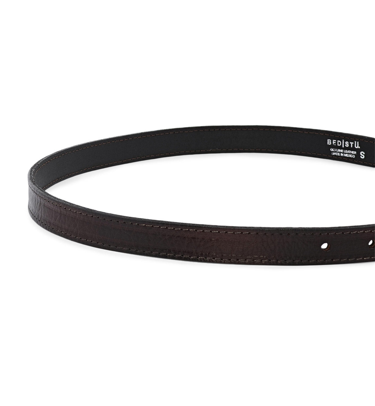 A Bed Stu Monae brown leather belt on a white background.