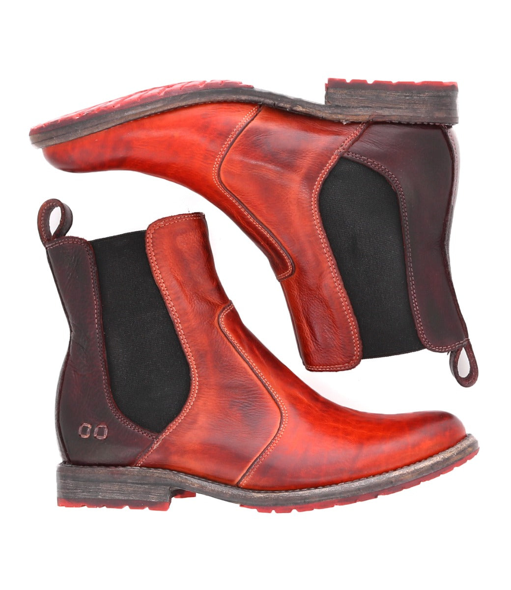 A pair of Nandi red chelsea boots from the Bed Stu.