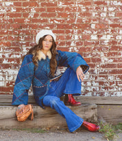 A woman wearing pure leather Nandi chelsea boots by Bed Stu.