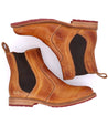 A pair of pecan pure leather Nandi chelsea boots by Bed Stu.