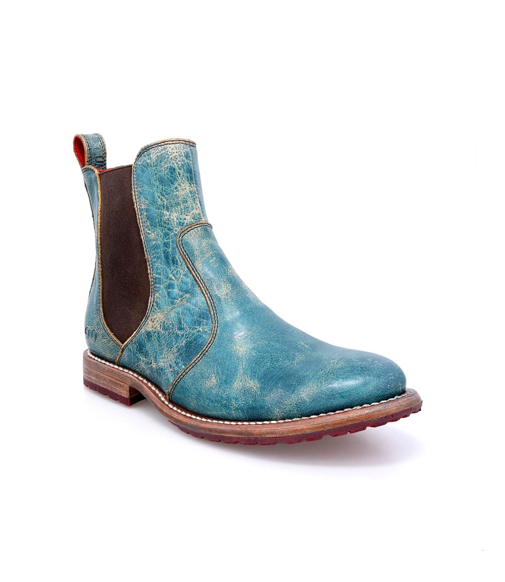 A Nandi teal vegetable tanned leather chelsea boot by Bed Stu.