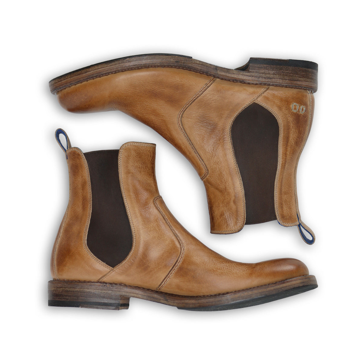 A pair of Bed Stu classic leather ankle boots on a white background.