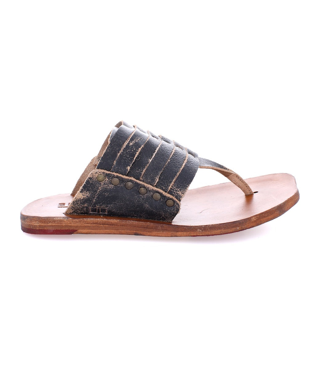 Bed Stu's Nemesis women's black leather flip flop sandals.