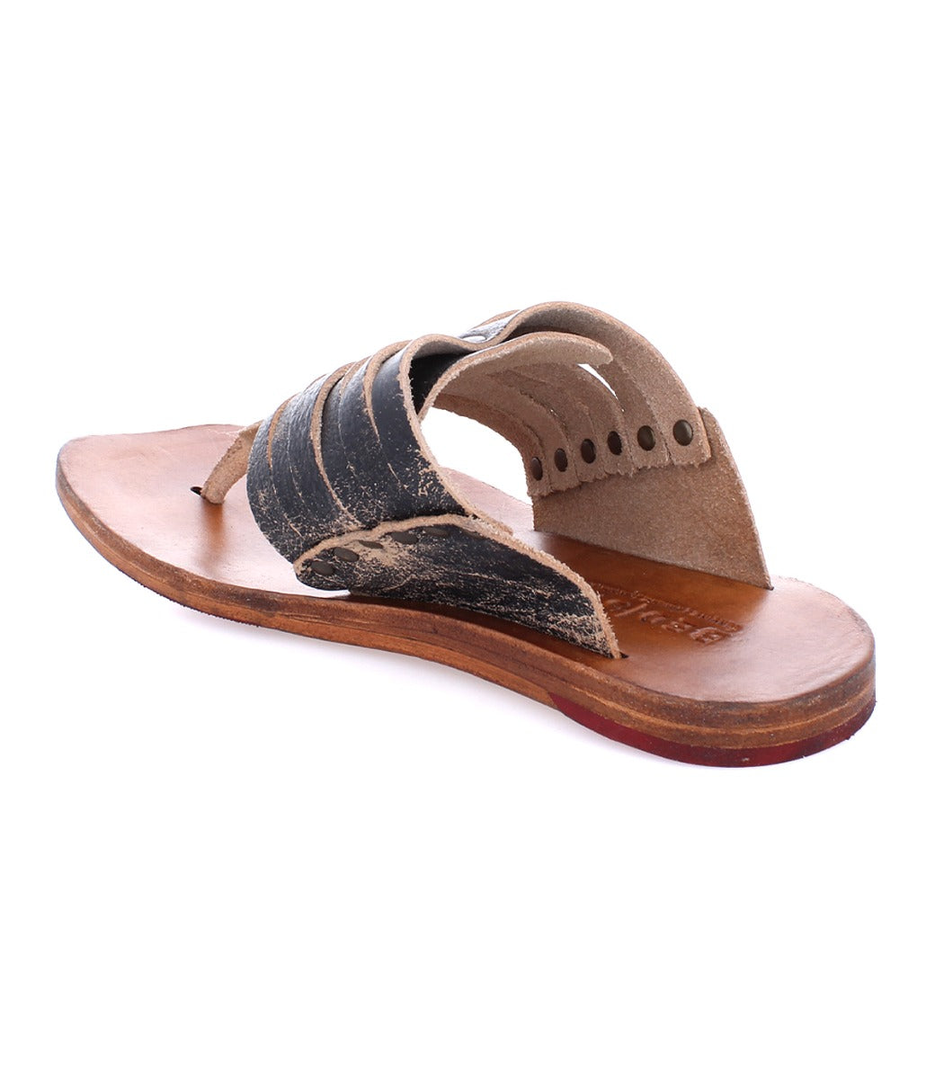 Bed Stu's Nemesis women's black leather flip flop sandals.