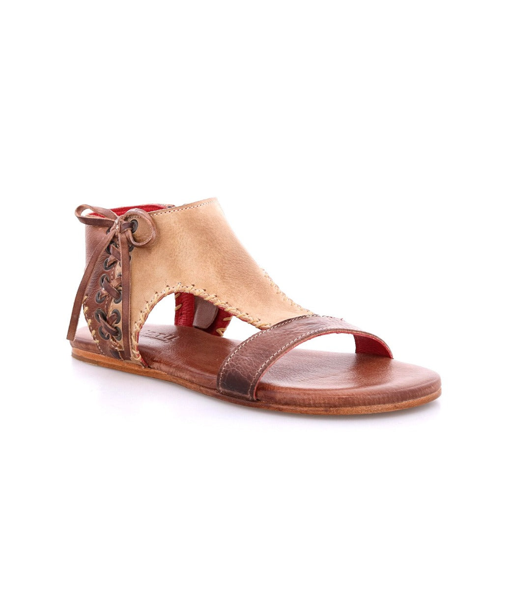 A women's Nina sandal with tan and brown straps by Bed Stu.