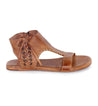 A women's tan leather sandal with lace detailing from Bed Stu.