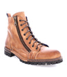 An Old Bowen Trek men's tan leather boot with a zipper on the side from Bed Stu.