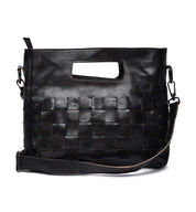 A Black Leather Orchid Tote Bag with a Shoulder Strap from Bed Stu.