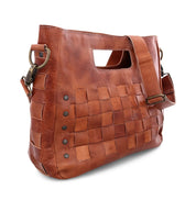 A cognac leather Bed Stu Orchid tote bag with a strap.