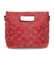 A distressed red Orchid handbag by Bed Stu.