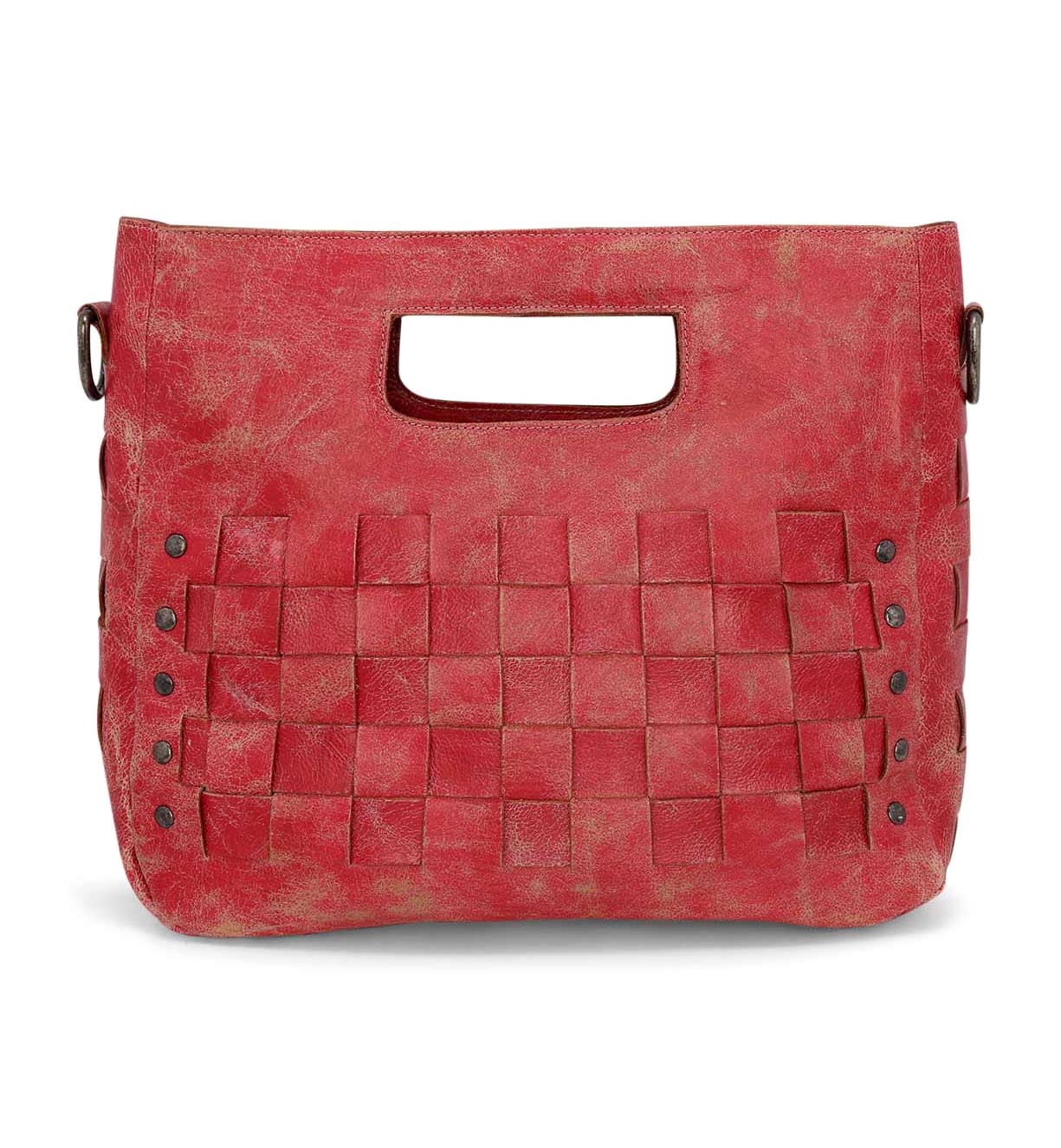A distressed red Orchid handbag by Bed Stu.