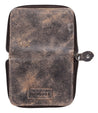 A brown leather Ozzie wallet with a zipper, by Bed Stu.