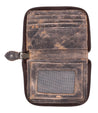 A brown leather Ozzie wallet with a zipper from Bed Stu.