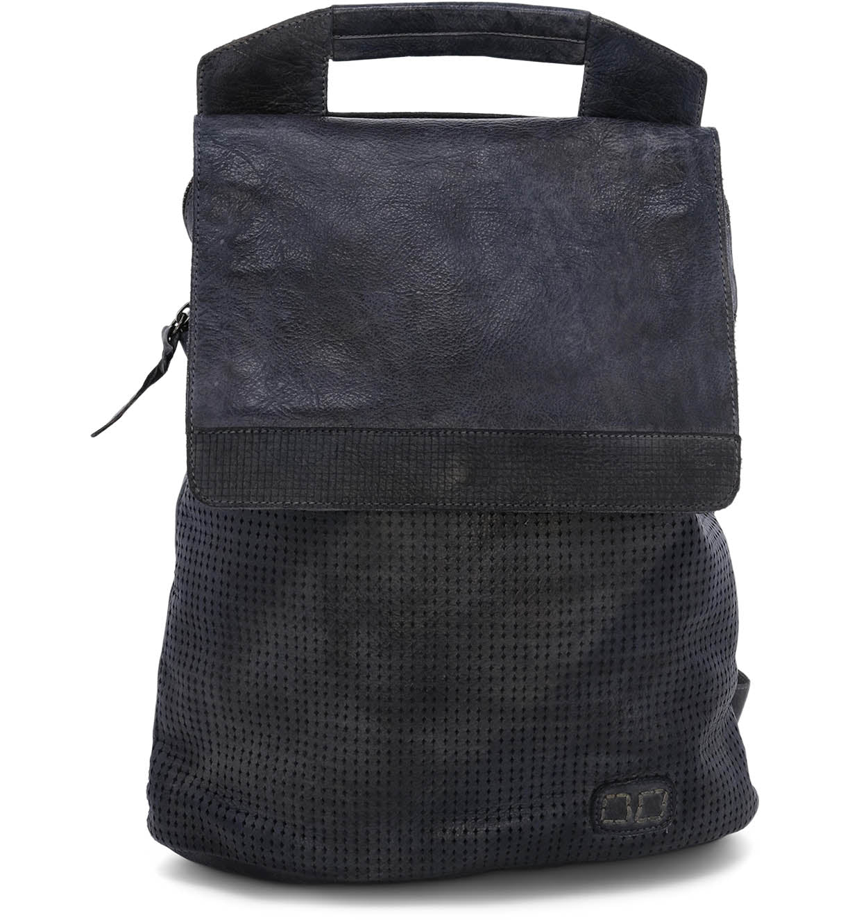 A black Patsy backpack with a handle and a zipper by Bed Stu.