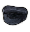 A black zippered Patsy pouch on a white background by Bed Stu.