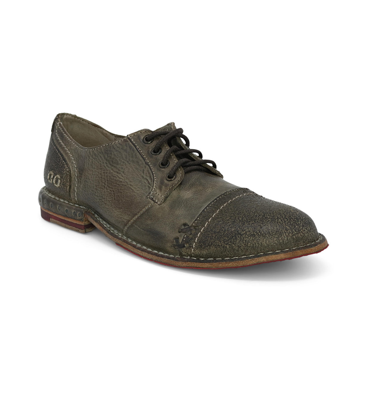 A pair of Bed Stu Plio men's brown leather oxford shoes.