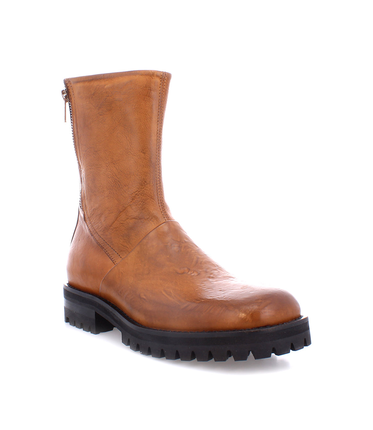 A Bed Stu Ploy, an Italian leather ankle boot with a convenient zipper on the side.