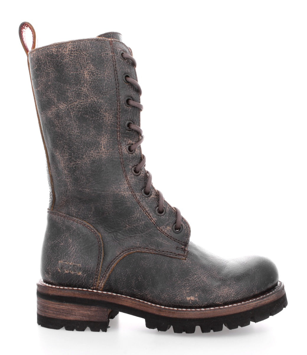 A pair of Bed Stu women's boots with lace ups and a leather sole.