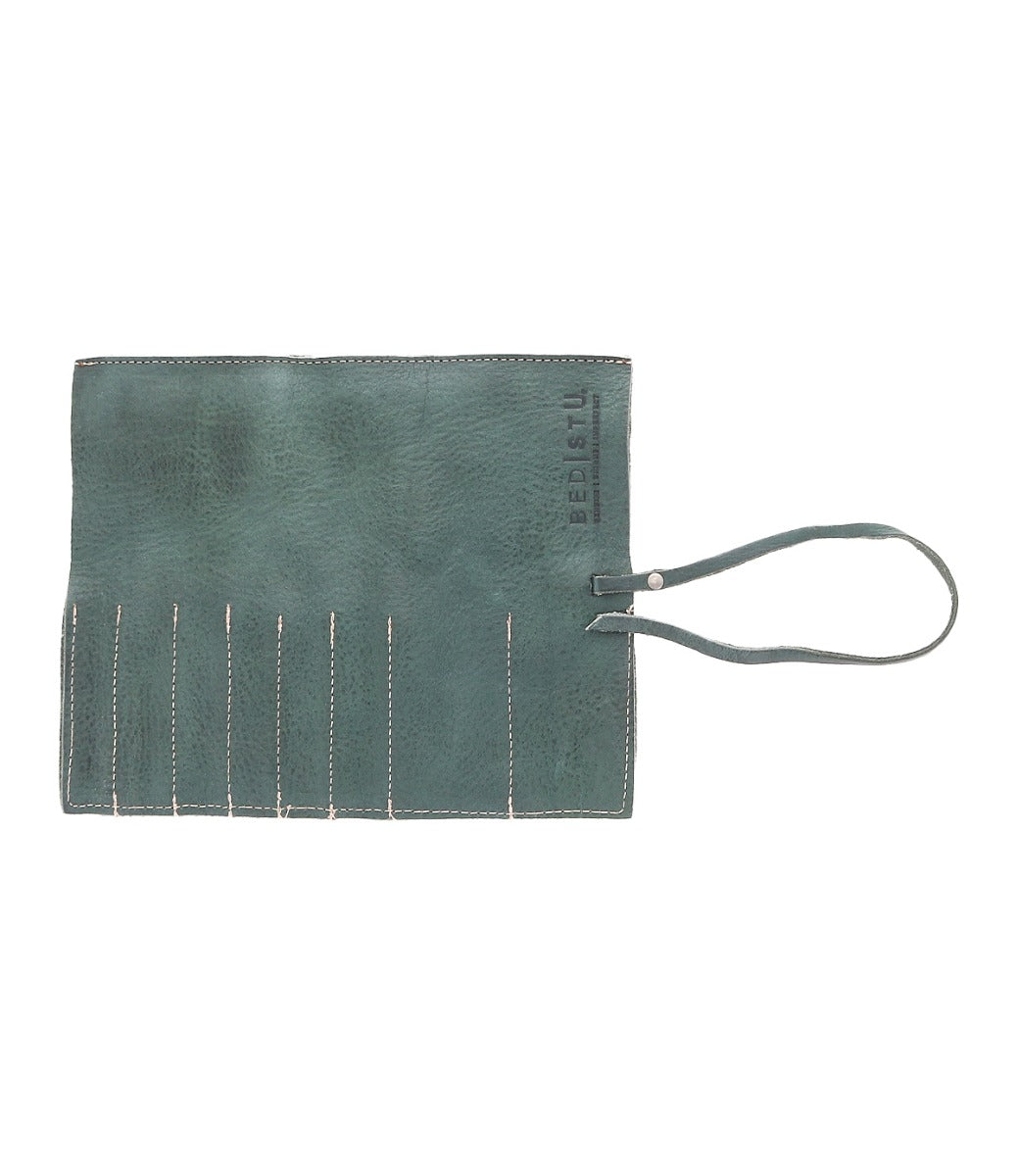 A Prepped green leather wallet with a zipper by Bed Stu.