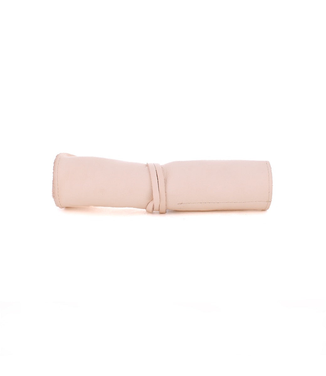 A pink leather Prepped pencil case on a white background by Bed Stu.