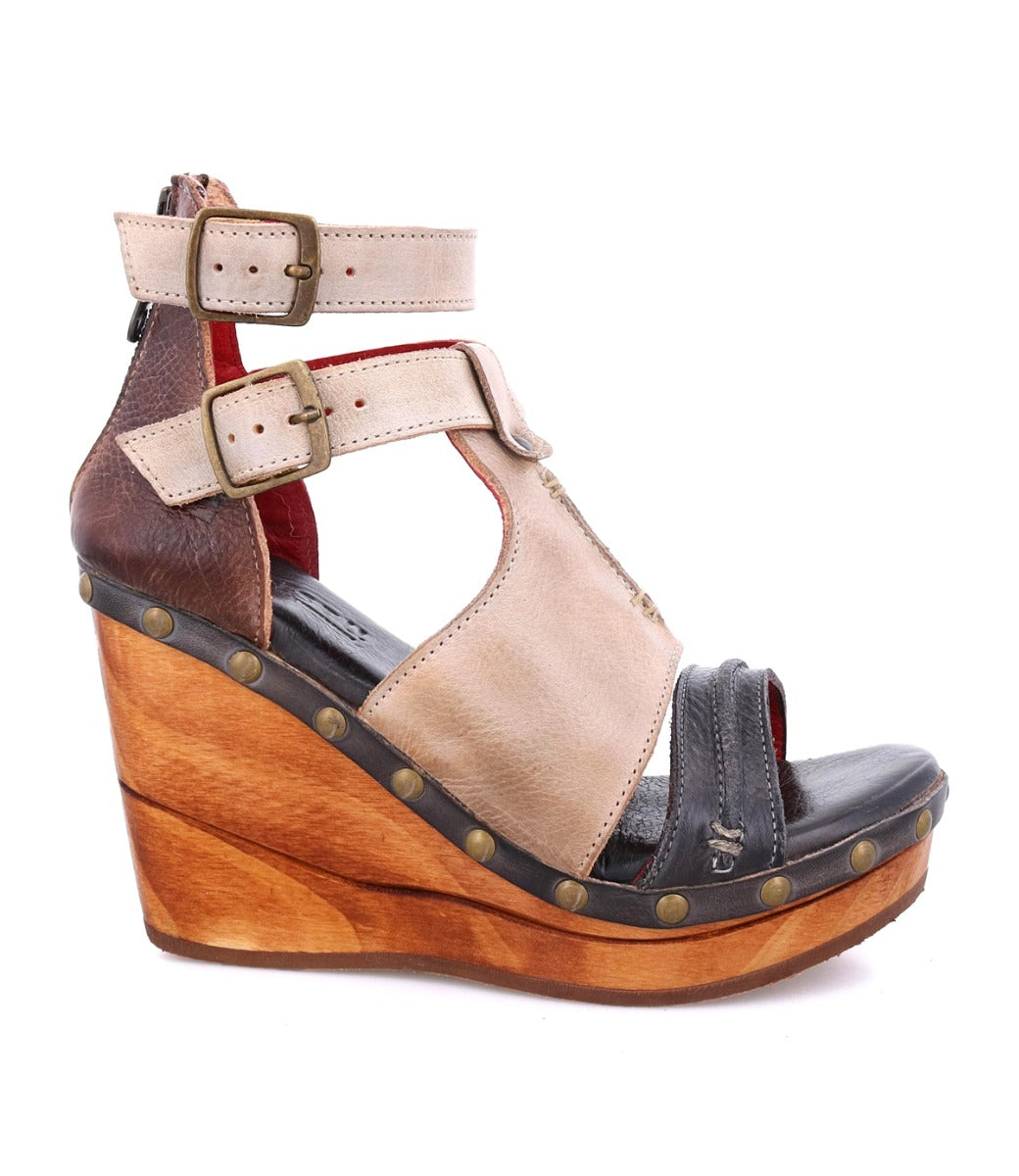 A women's wedge with a wooden platform, called Princess by Bed Stu.