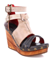 A women's Princess wedge heels with two straps and a wooden platform by Bed Stu.