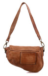 A Priscilla tan leather shoulder bag with a strap by Bed Stu.