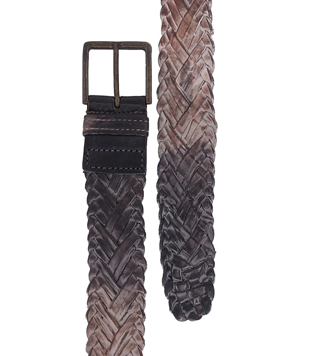 A braided leather belt with a metal buckle, the Proem by Bed Stu.