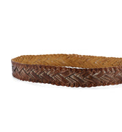 A brown braided belt with a metal buckle, the Proem by Bed Stu.