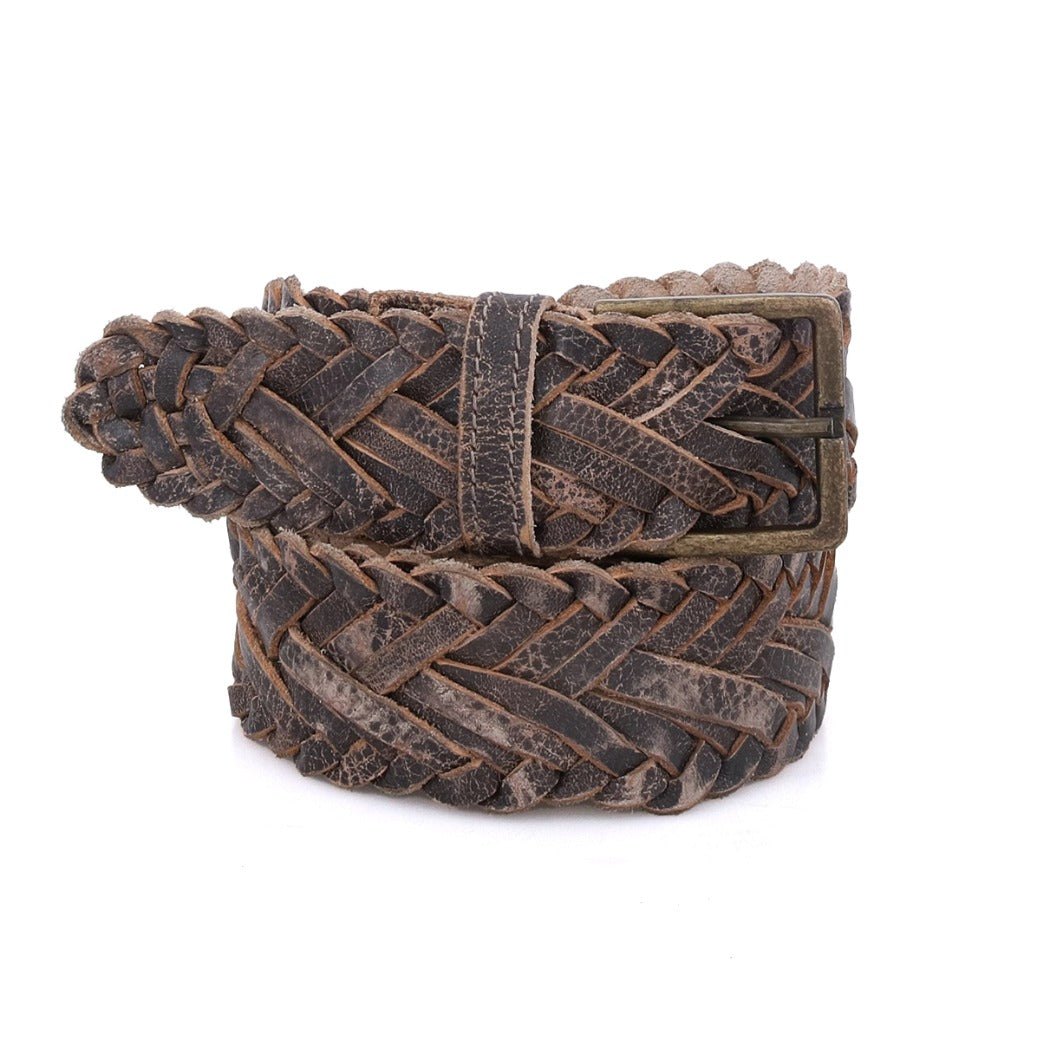 A braided leather belt with a metal buckle, the Proem by Bed Stu.