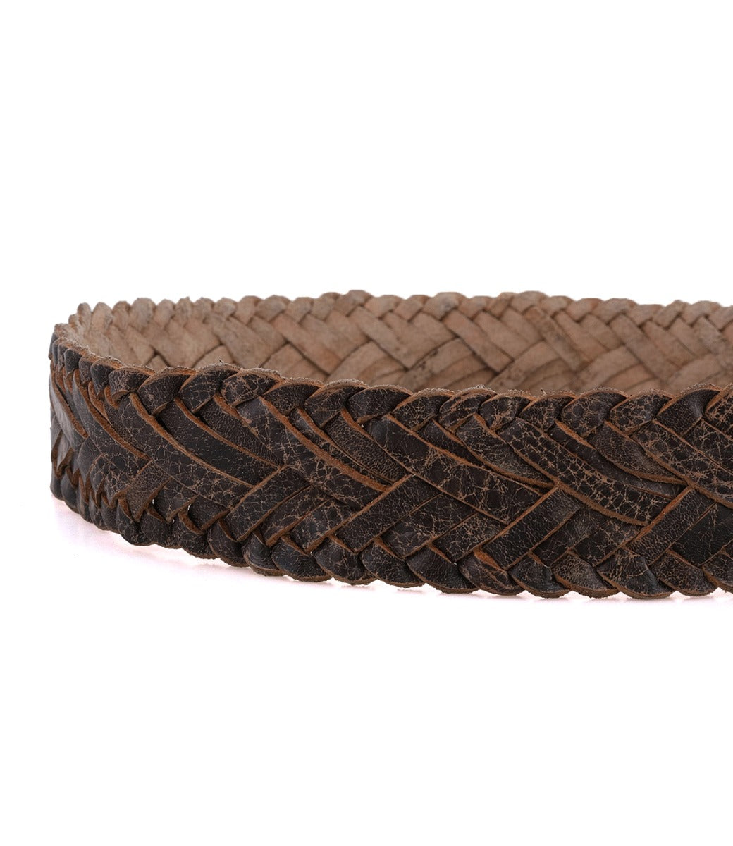 A braided leather belt with a metal buckle, the Proem by Bed Stu.