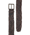 A braided leather belt with a metal buckle, the Proem by Bed Stu.
