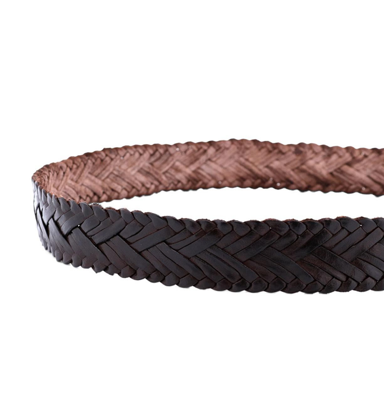 A braided leather belt with a metal buckle, the Proem by Bed Stu.