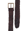 A brown Proem braided belt with a buckle by Bed Stu.