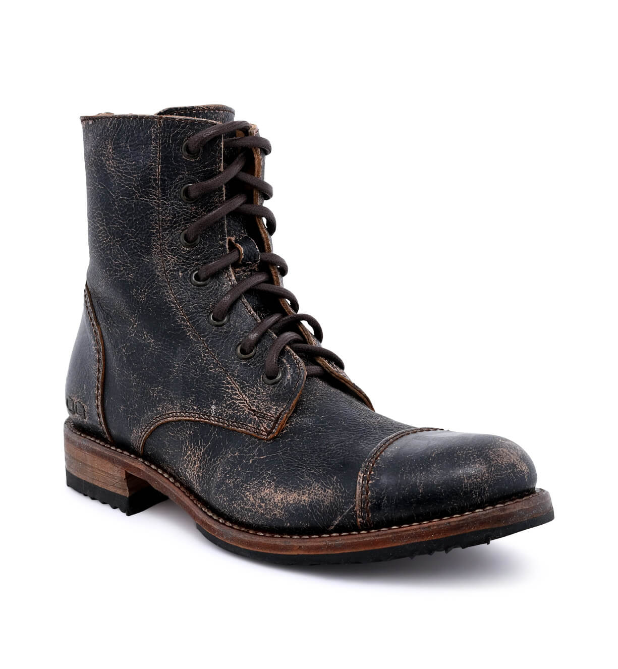 Bed Stu Protege distressed black boots with a leather sole.