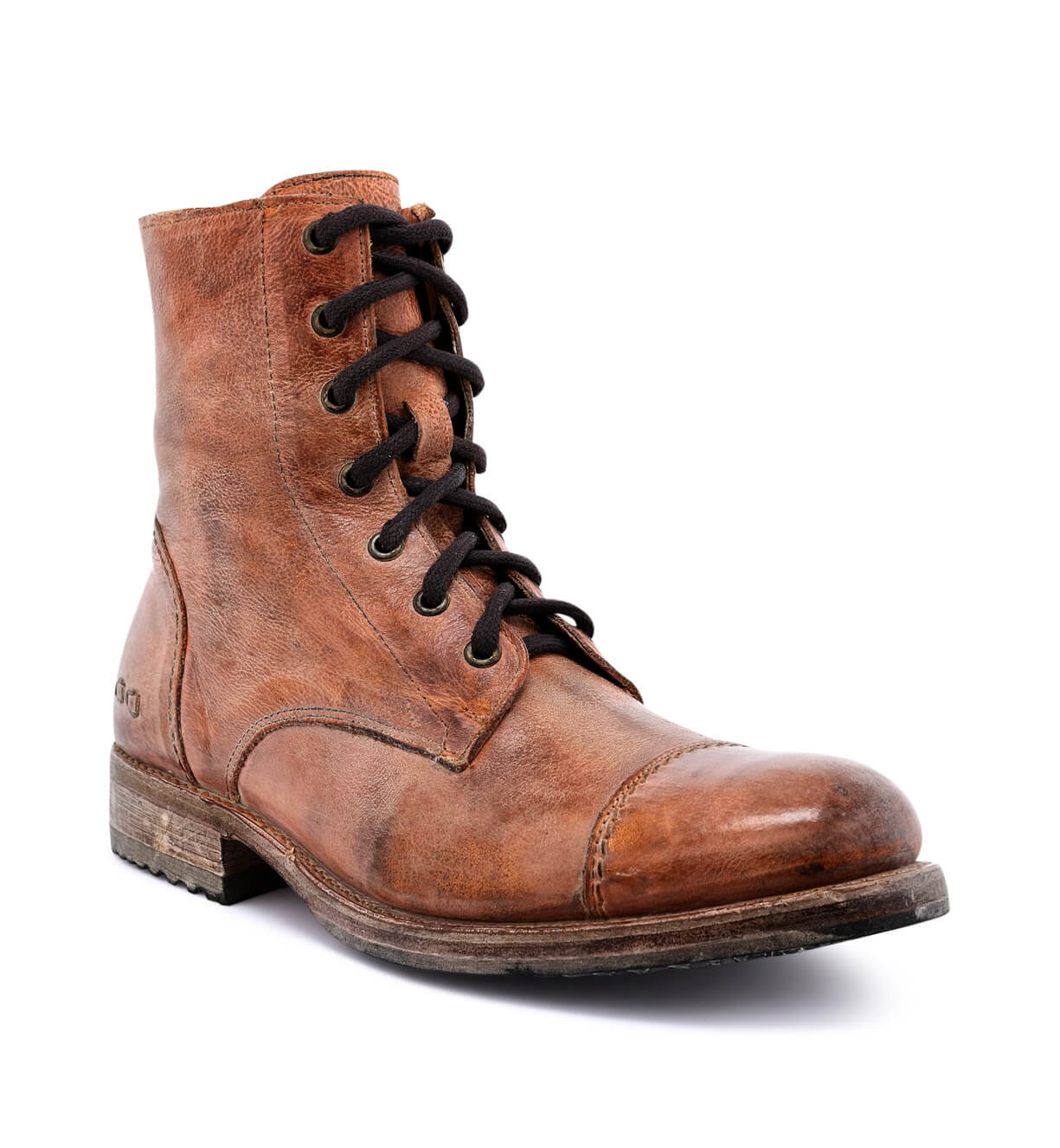 A men's brown leather Protege boot with laces by Bed Stu.