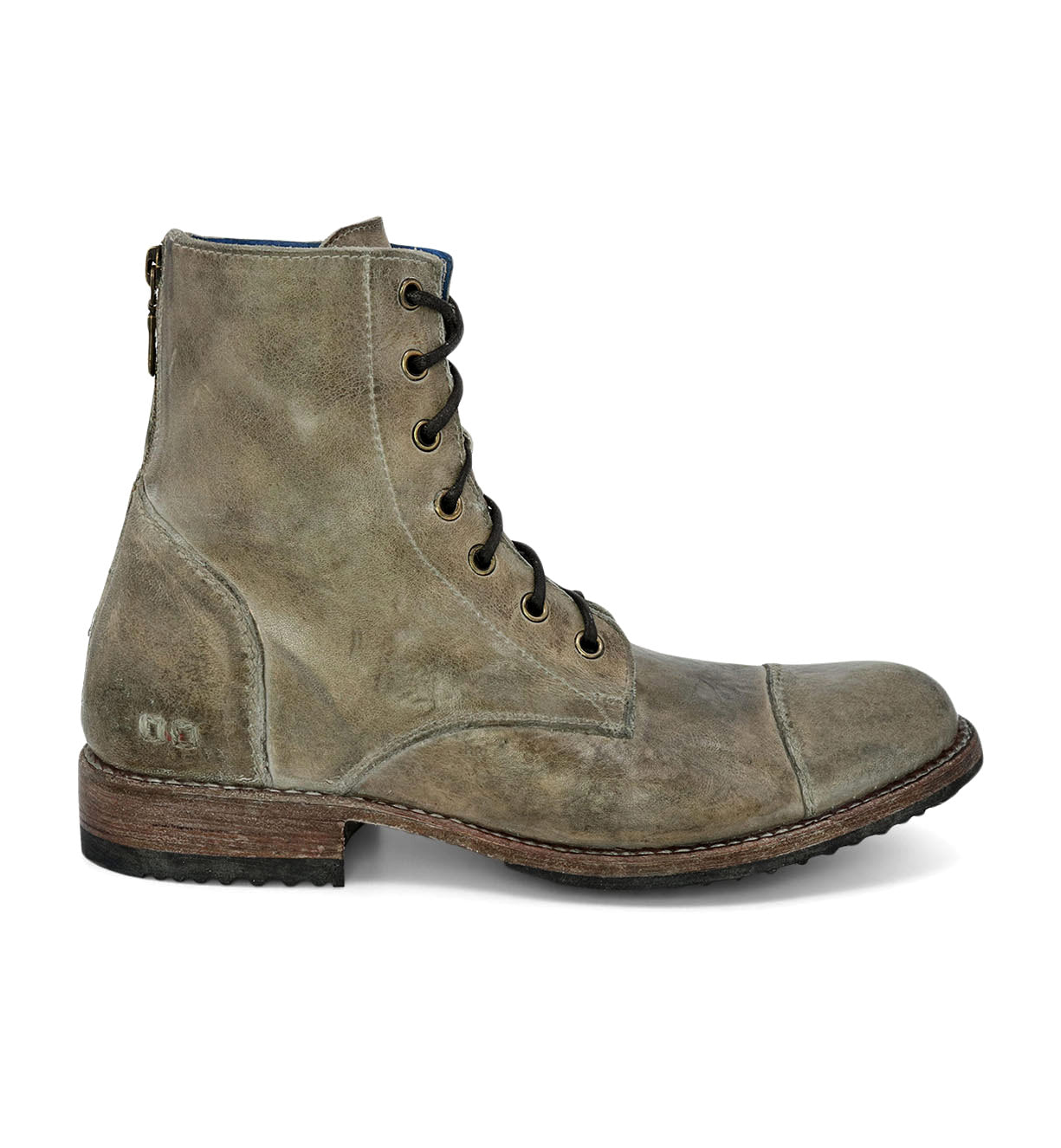 A pair of Bed Stu men's grey combat boots.