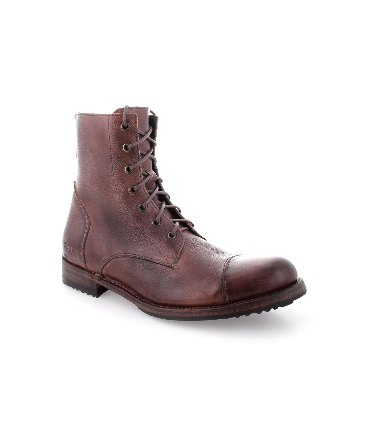 A men's brown leather Protege boot with laces from the Bed Stu brand.