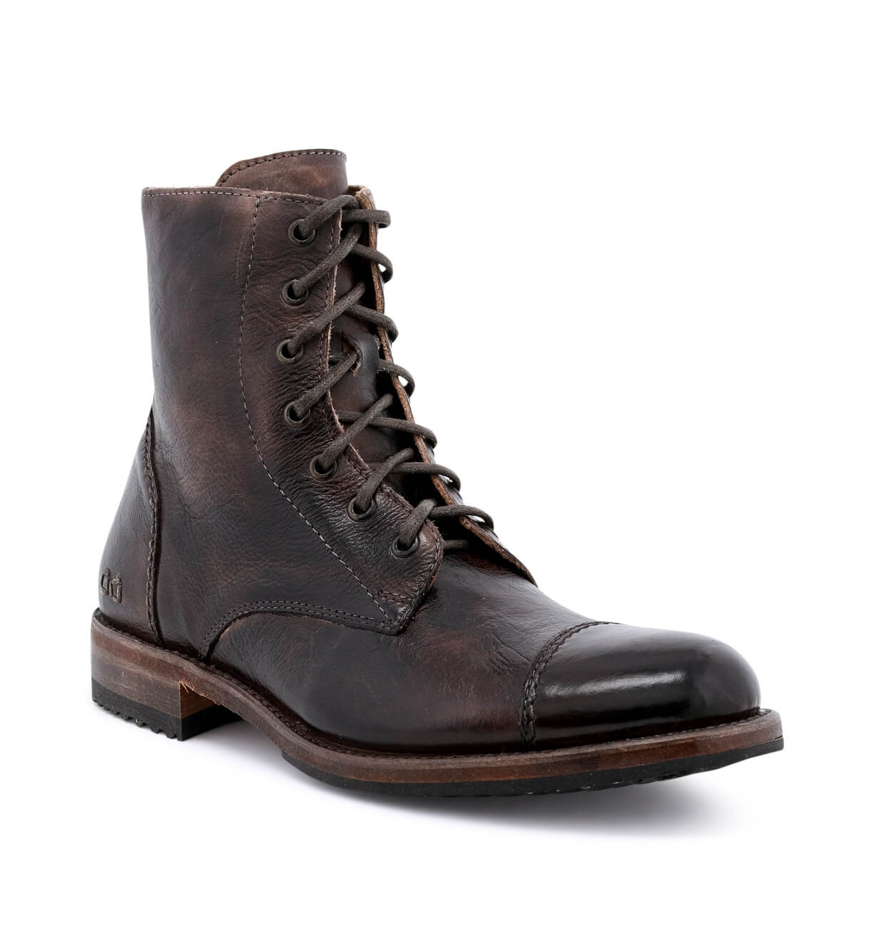 A men's brown leather boot with laces, the Protege by Bed Stu.