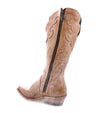 A stylish women's tall tan Queen cowboy boot by Bed Stu with a zipper in fashion.