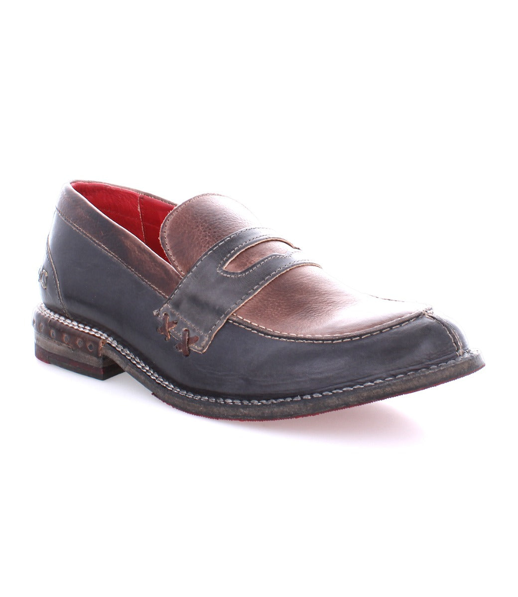 A Bed Stu women's loafer with a brown and red stripe named Reina.