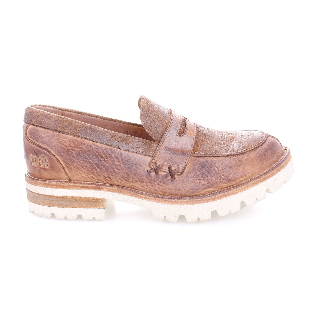 A women's brown Reina III loafer with white outsole by Bed Stu.