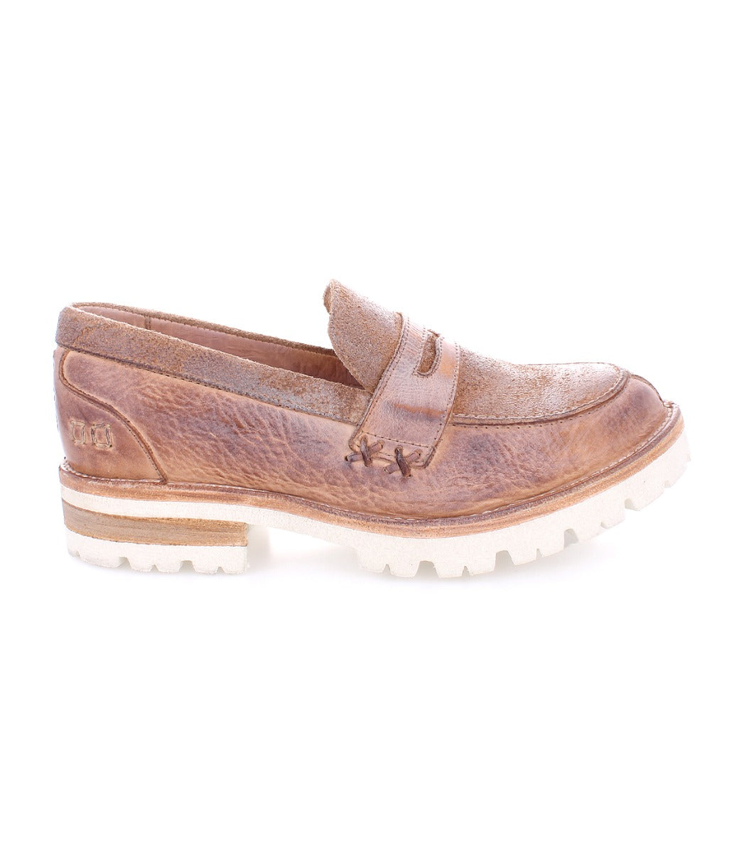 A women's brown Reina III loafer with white outsole by Bed Stu.