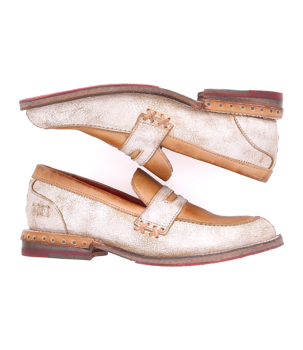 A pair of Bed Stu women's loafers with tan soles