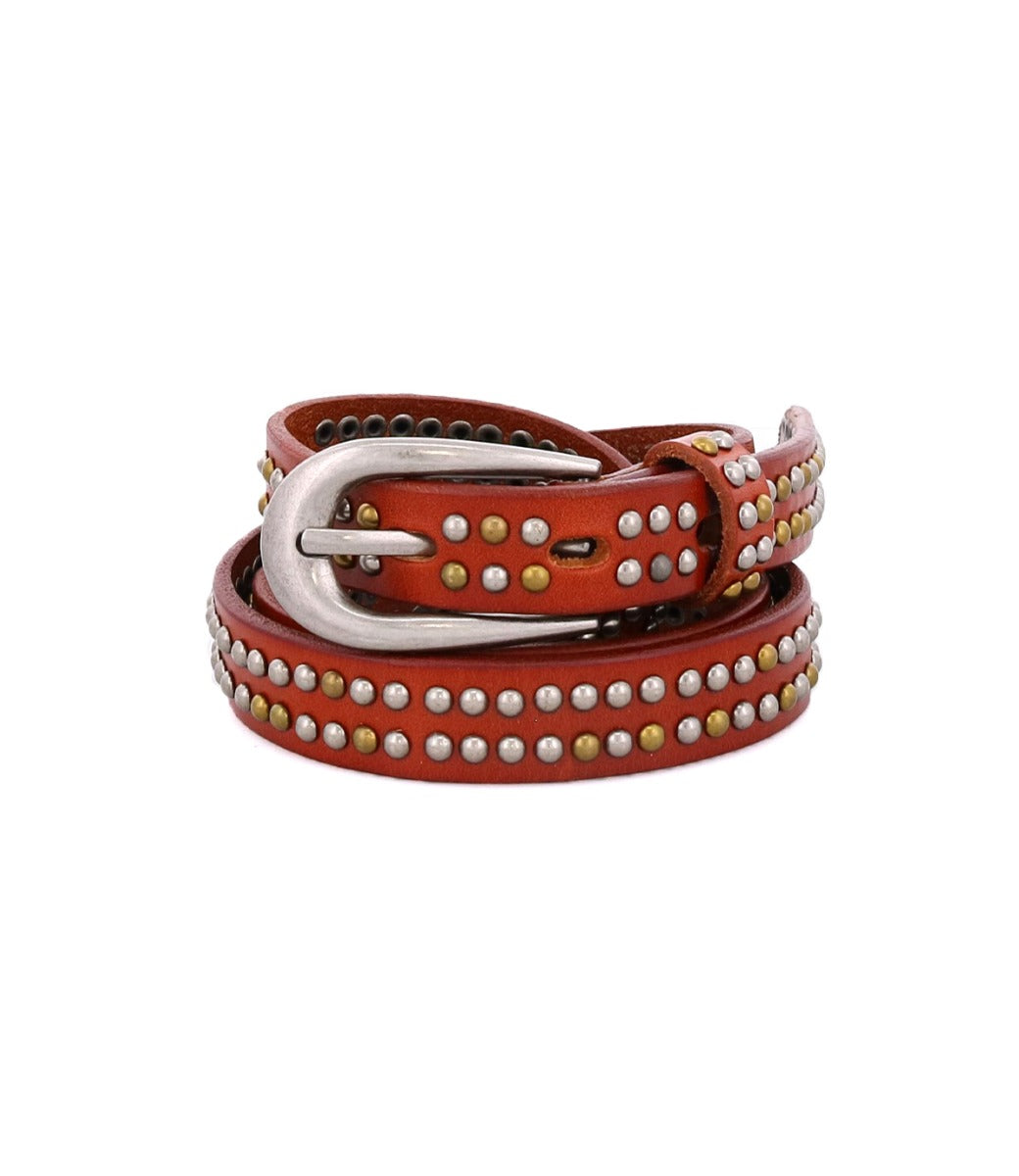A Rico red leather belt with silver studding by Bed Stu.