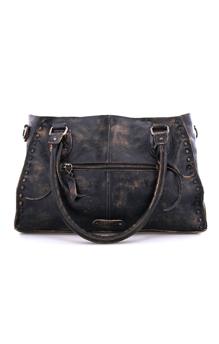 A black pure leather Rockababy handbag by Bed Stu.